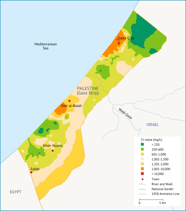 Chloride concentration in the Gaza Strip