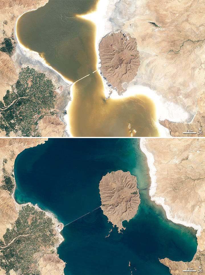 Images of Lake Urmia Water challenges of Iran