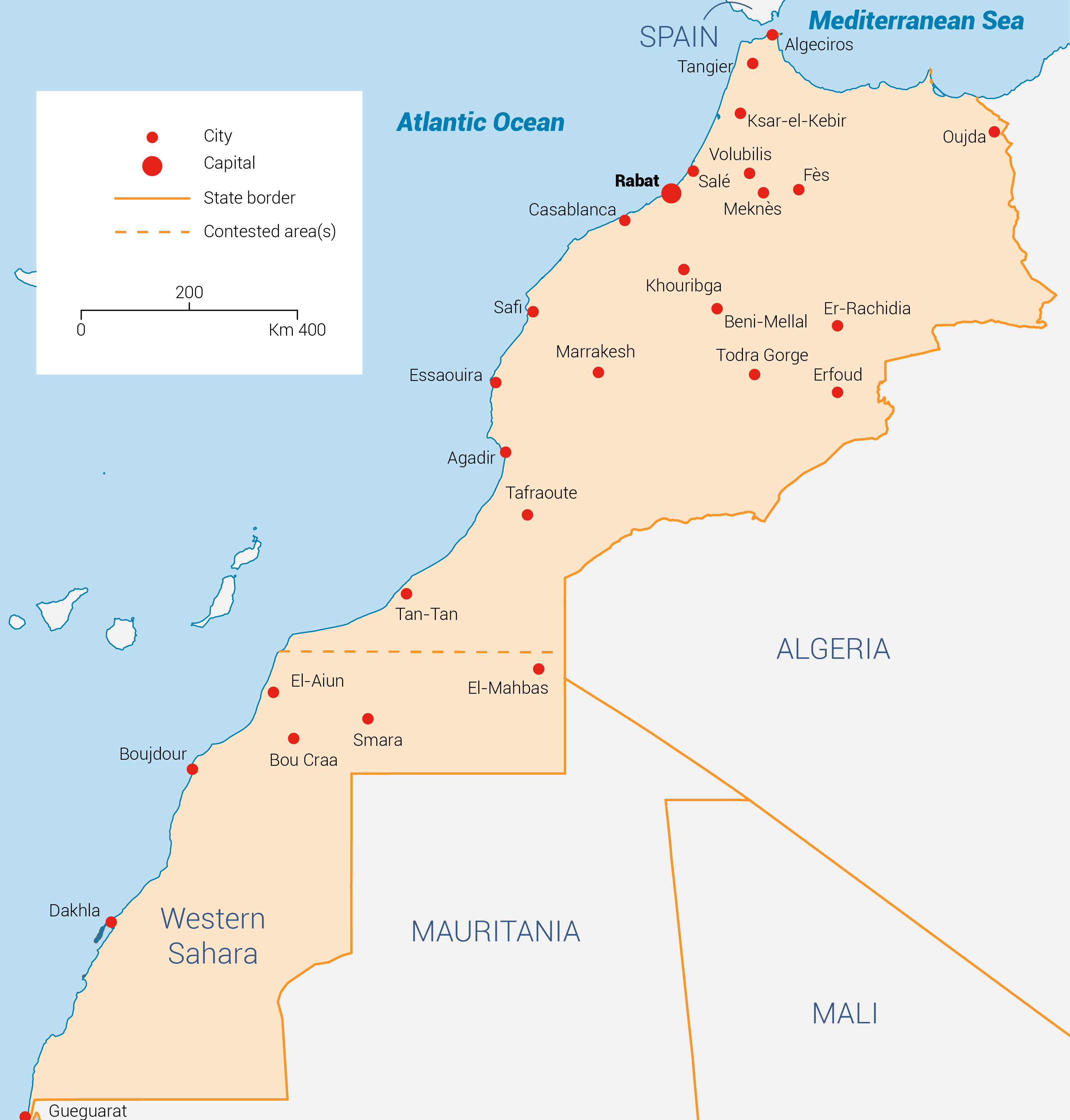 map water in Morocco