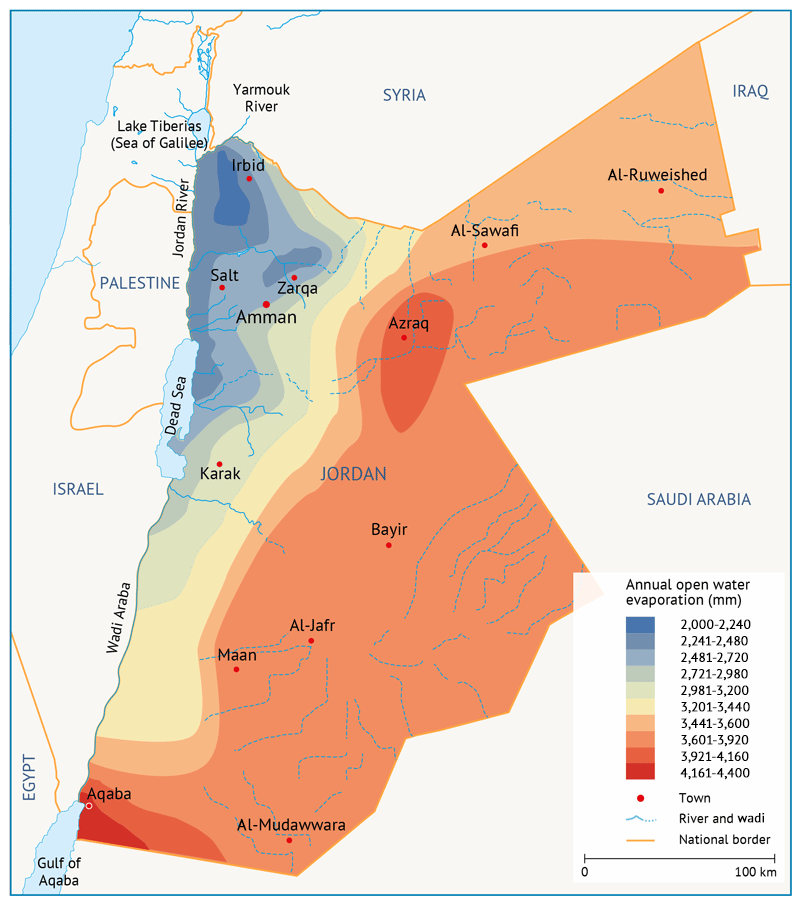 water evaporation in Jordan - water in Jordan