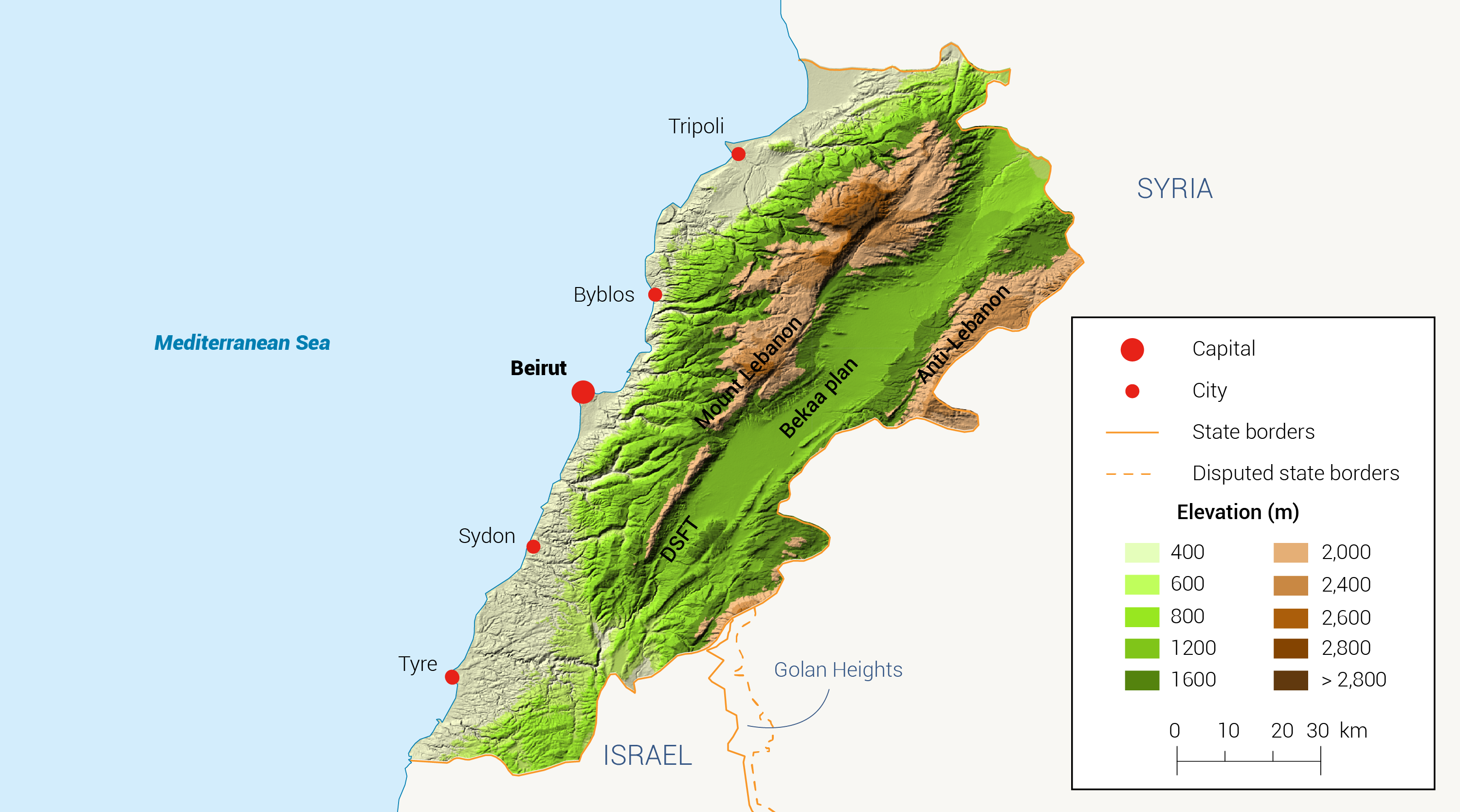 خريطة لبنان - لبنان